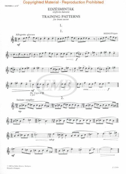 Training Patterns for Brass Sextet - Volume 1