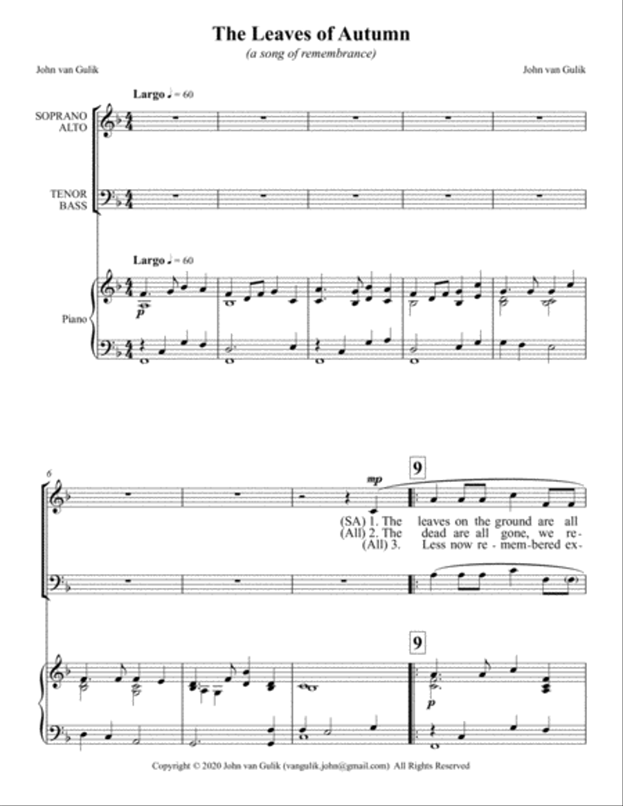 The Leaves of Autumn - for SATB choir 4-Part scores gallery preview page 3