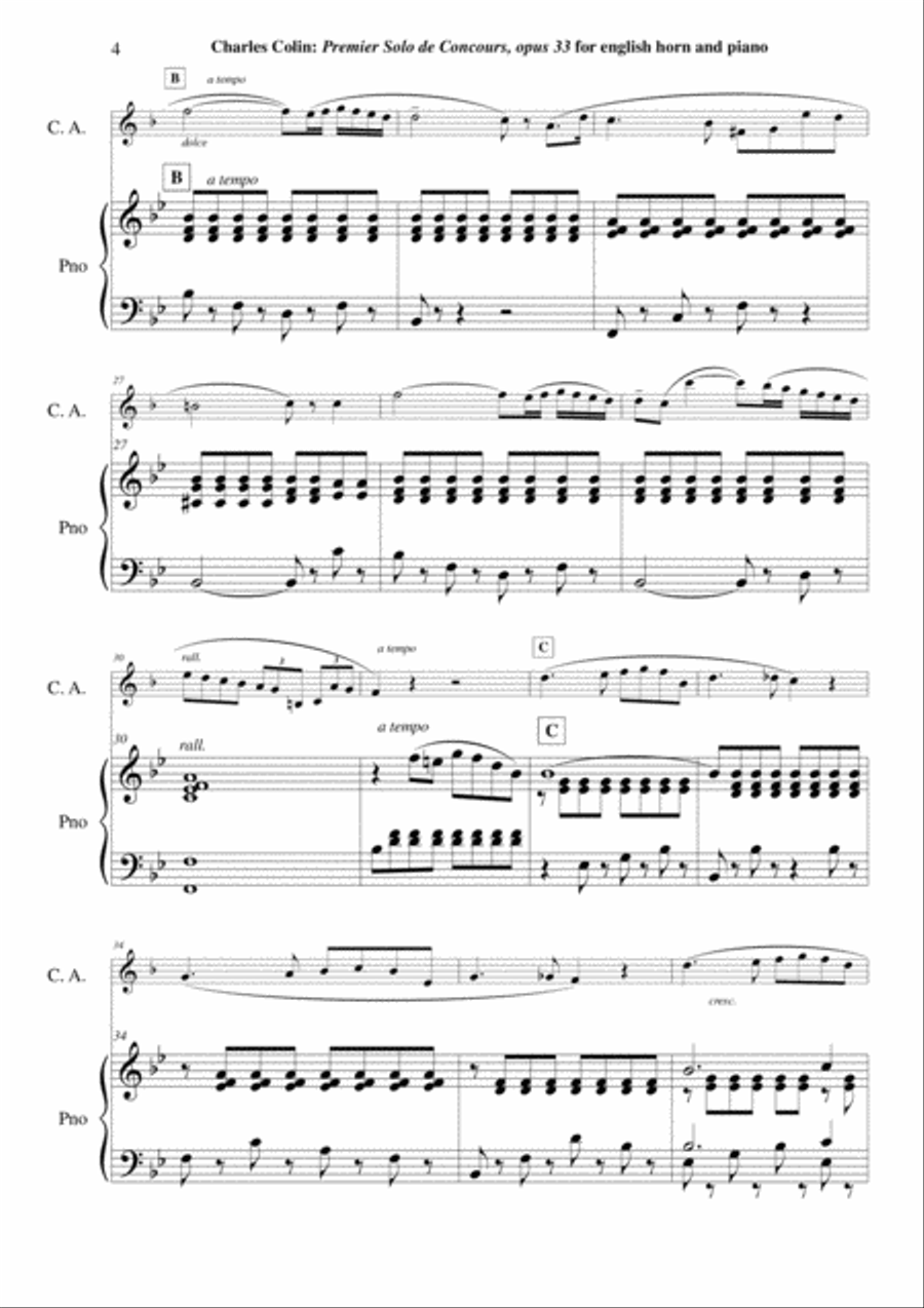 Charles COLIN Solo de Concours no. 1, Opus 33 , arranged for english horn and piano English Horn scores gallery preview page 4