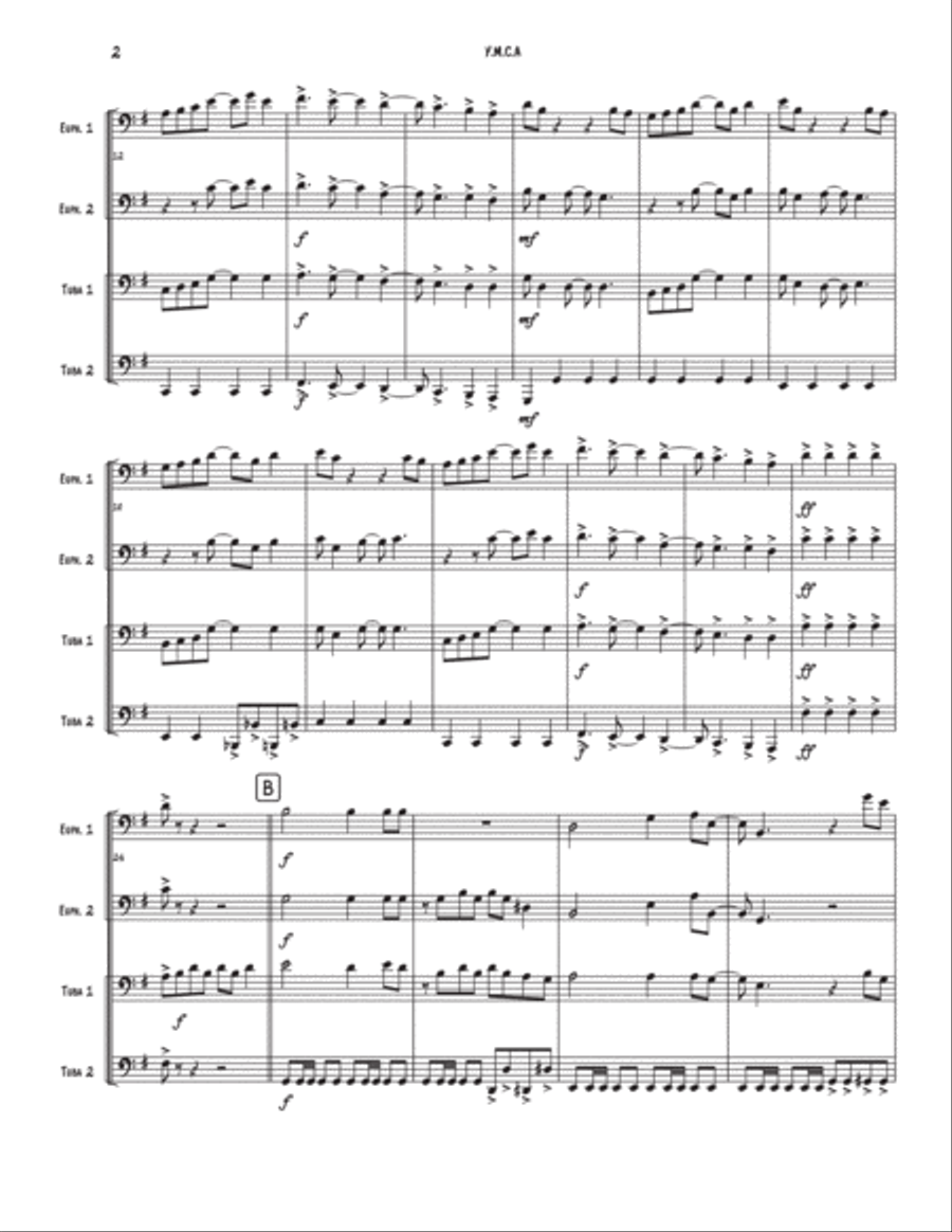 Y.m.c.a. Y.m.c.a. Brass Quartet scores gallery preview page 2