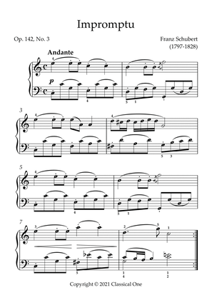 Schubert - Impromptu, Op.142 No.3(With Note name)