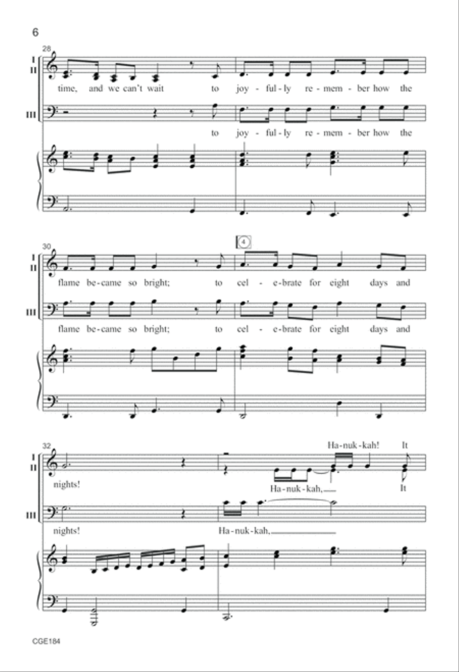 Hanukkah is Here! Three-part Mixed 3-Part scores gallery preview page 6