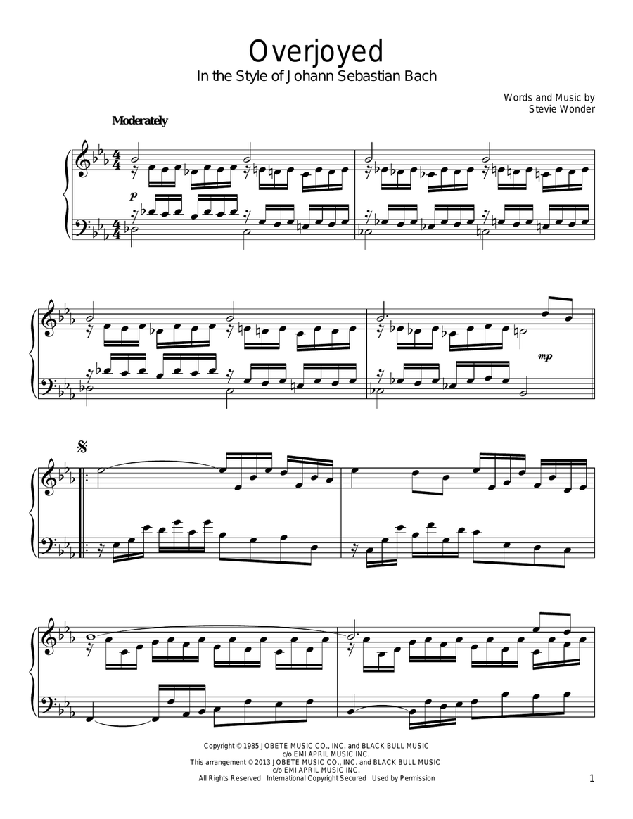 Overjoyed (in the style of Johann Sebastian Bach) Piano Solo scores gallery preview page 1