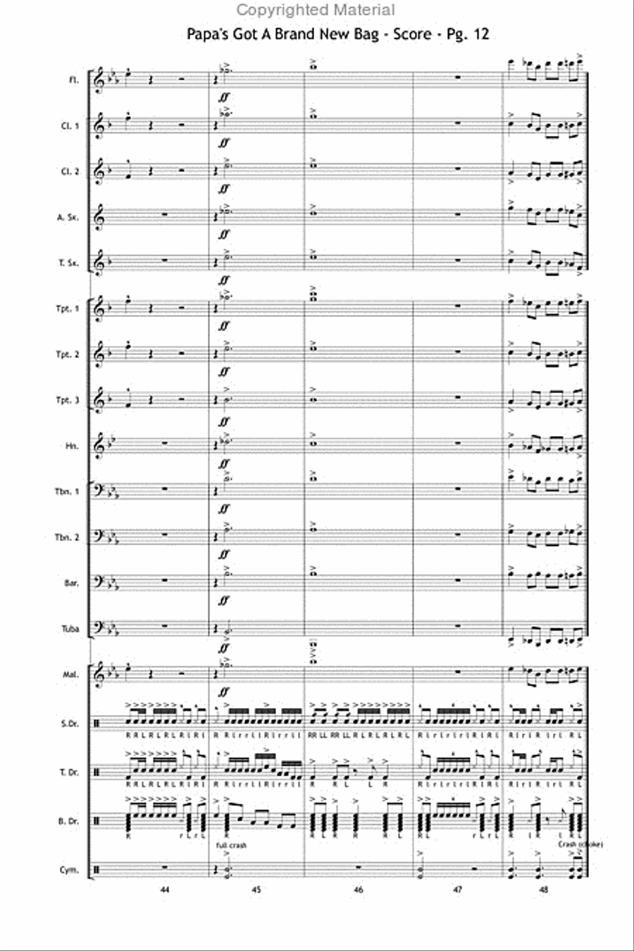 Papa's Got a Brand New Bag Marching Band scores gallery preview page 13