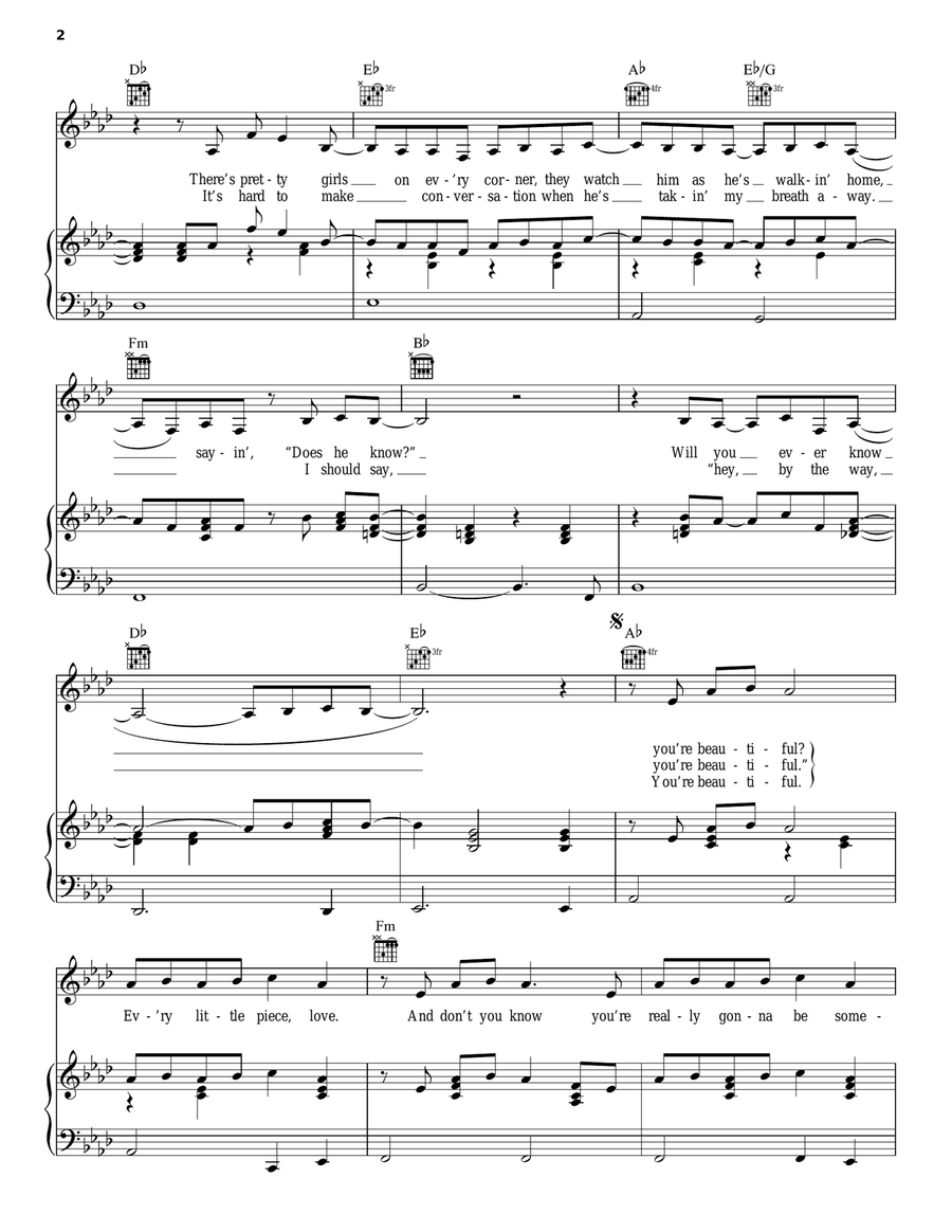 Stay Beautiful Piano, Vocal, Guitar scores gallery preview page 2