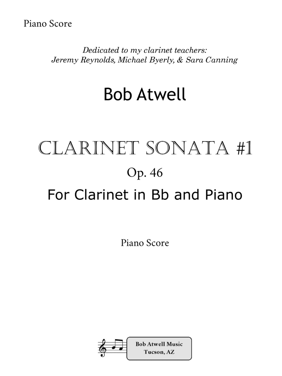 Clarinet Sonata #1 Clarinet Sonata #1 Clarinet Solo scores gallery preview page 1