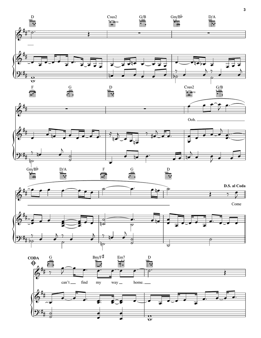 Can't Find My Way Home Piano, Vocal, Guitar scores gallery preview page 3