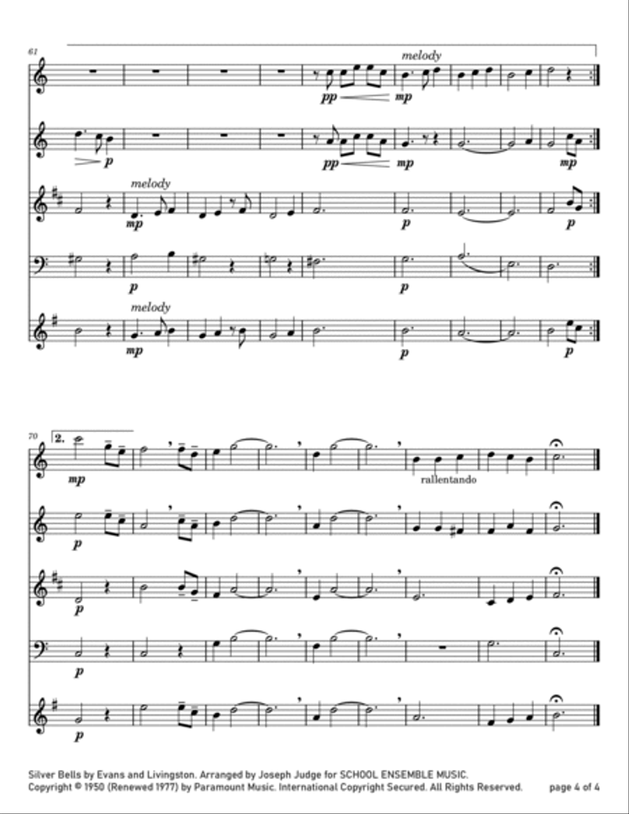 Silver Bells Woodwind Quartet scores gallery preview page 4