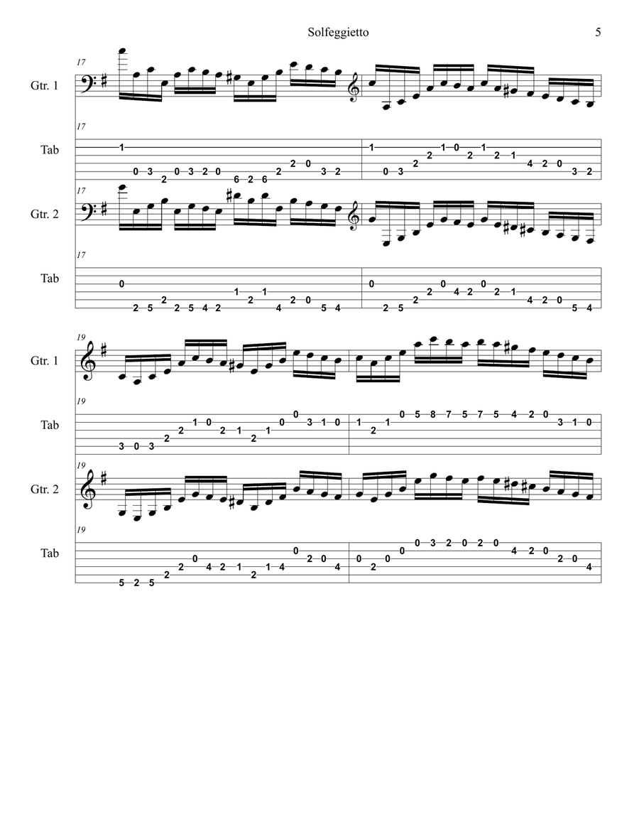 Solfeggietto Classical Guitar scores gallery preview page 5