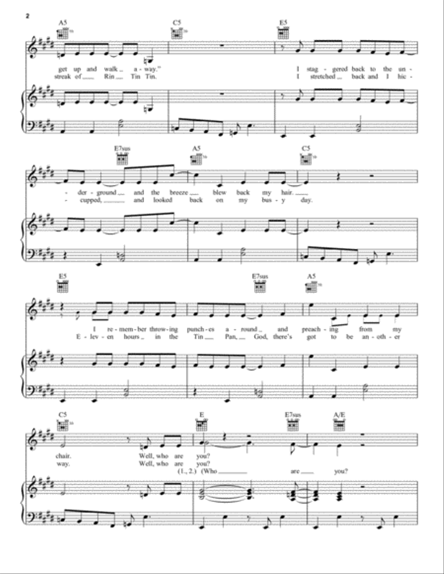 Who Are You (from CSI: Crime Scene Investigation) Piano, Vocal, Guitar scores gallery preview page 2