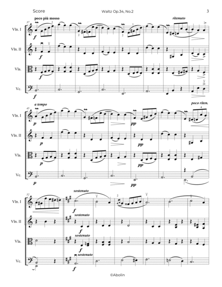 Chopin: Waltz Op.34, No.2 - String Quartet image number null