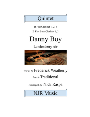 Danny Boy for Clarinet Quintet - (Cl 1,2,3,B Cl 1,2) full set