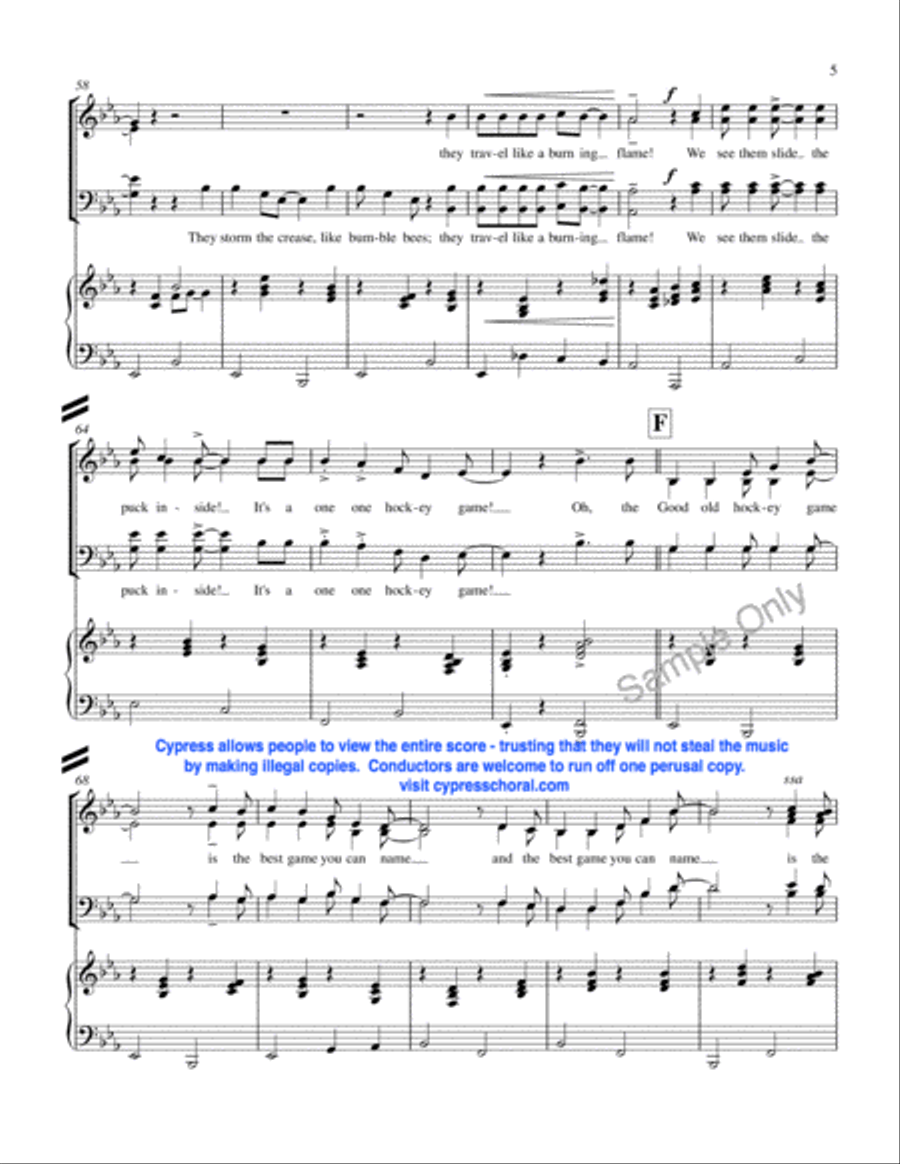 The Hockey Song 4-Part scores gallery preview page 6