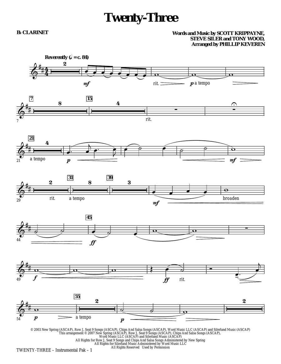 Twenty-Three (arr. Phillip Keveren) - Bb Clarinet Chamber Orchestra scores gallery preview page 1