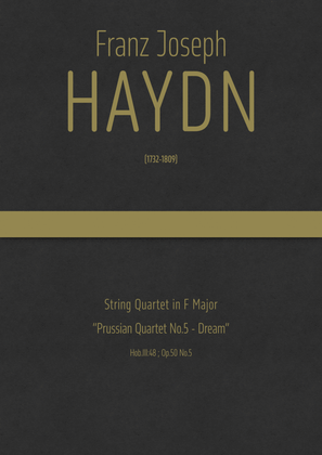Book cover for Haydn - String Quartet in F major, Hob.III:48 ; Op.50 No.5 · "Prussian Quartet No.5 - Dream"