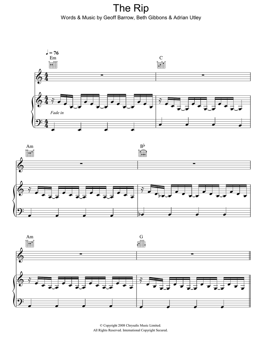 The Rip Piano, Vocal, Guitar scores gallery preview page 1