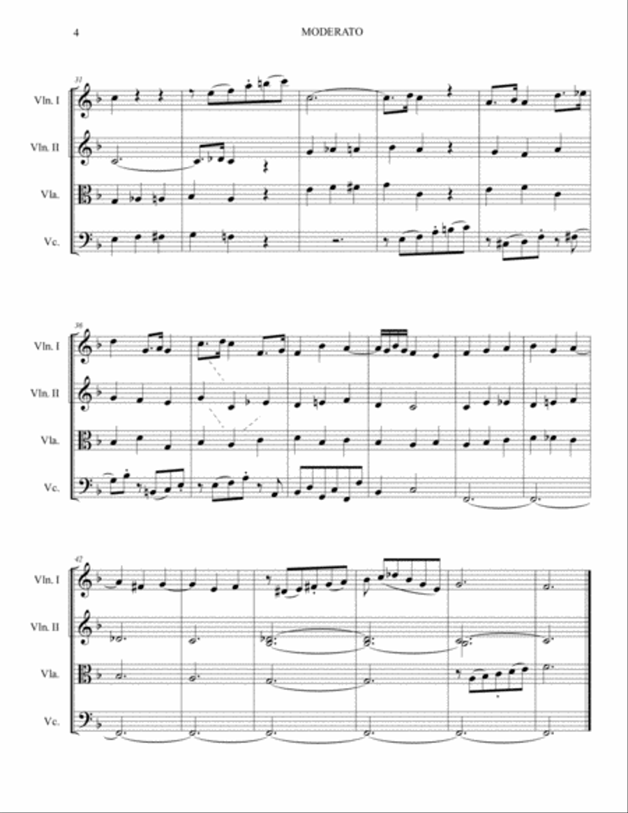 MODERATO - M.G. Fischer - Arr. for String quartet - With parts MODERATO - M.G. Fischer - Arr. for String quartet - With parts String Quartet scores gallery preview page 4