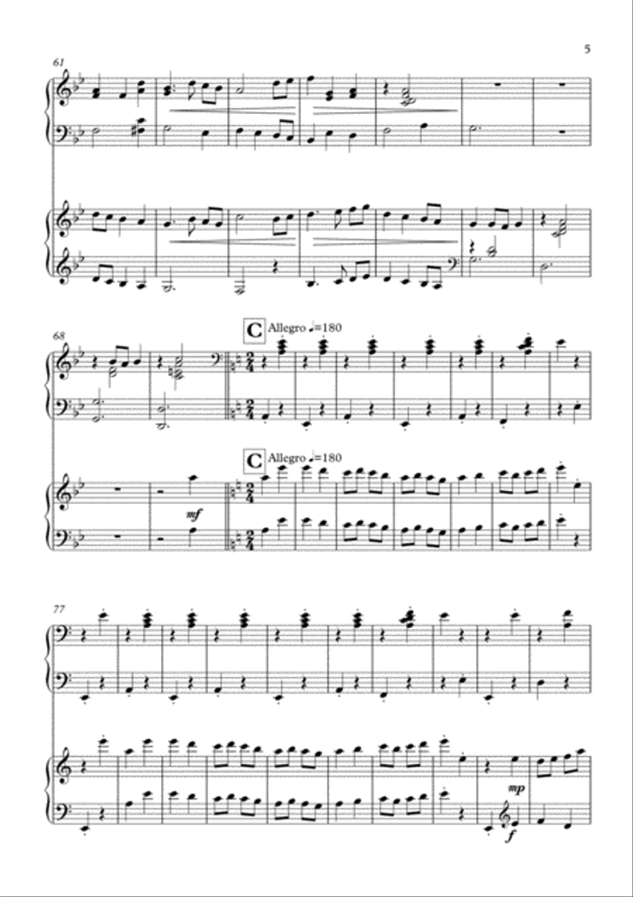 God Rest You Merry Gentlemen, Christmas Carol Variations for 2 pianos, 4 hands by Simon Peberdy 2 Pianos, 4-Hands scores gallery preview page 5