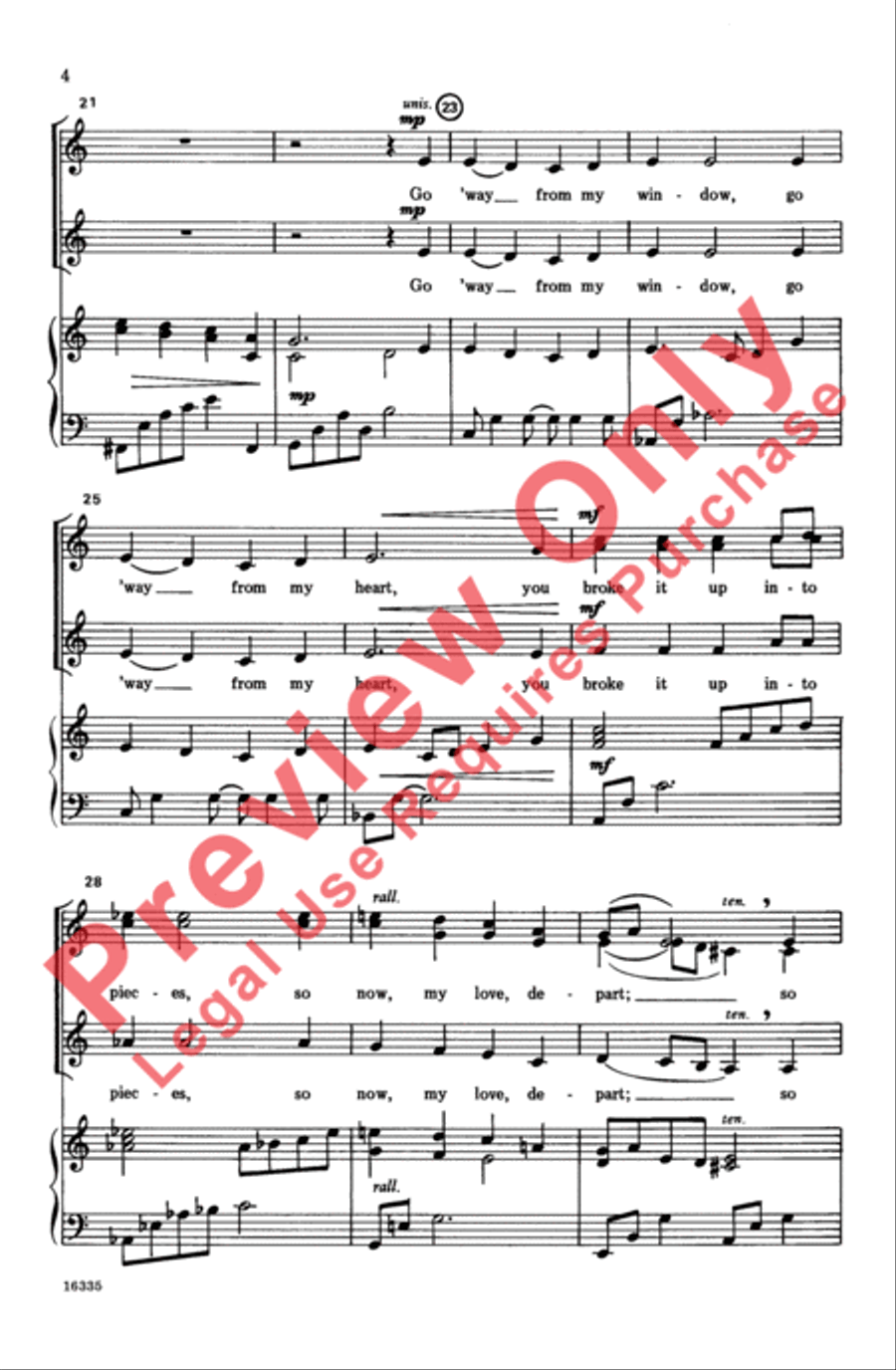 Go 'Way from My Window Women's Choir scores gallery preview page 4