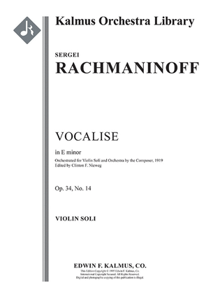Book cover for Vocalise, Op. 34, No. 14 in E minor [composer 1919's transcription]