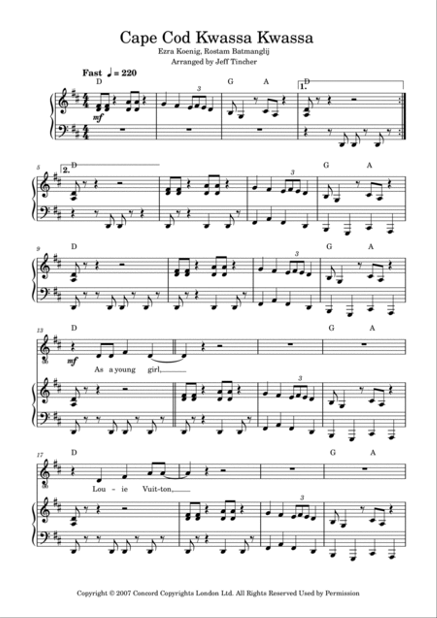 Cape Cod Kwassa Kwassa Voice scores gallery preview page 2