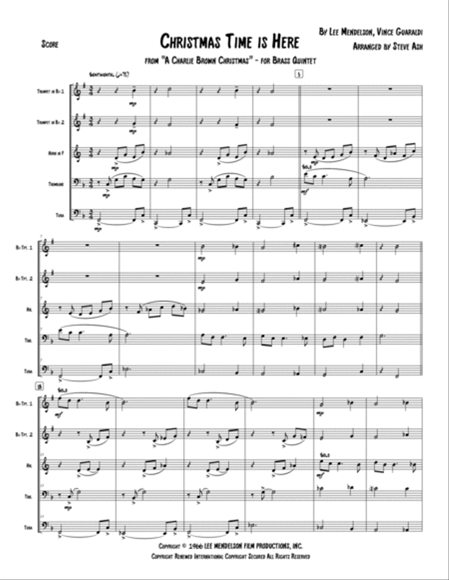 Christmas Time Is Here Brass Ensemble scores gallery preview page 3