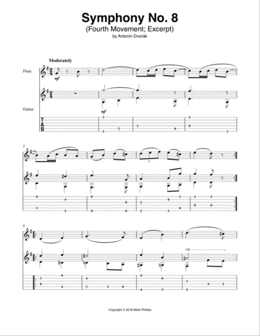 Symphony No. 8, Fourth Movement Flute scores gallery preview page 1
