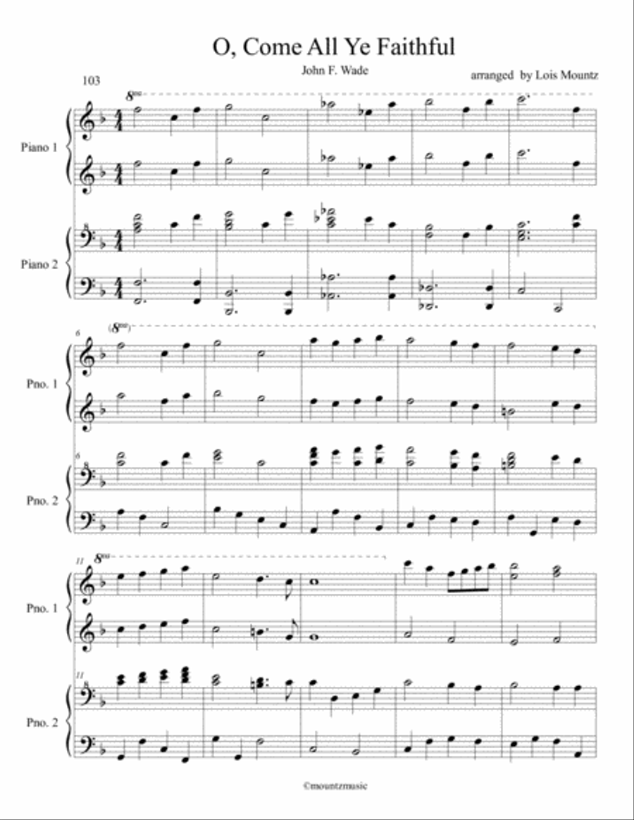 O, Come All Ye Faithful piano duet Piano Duet scores gallery preview page 1