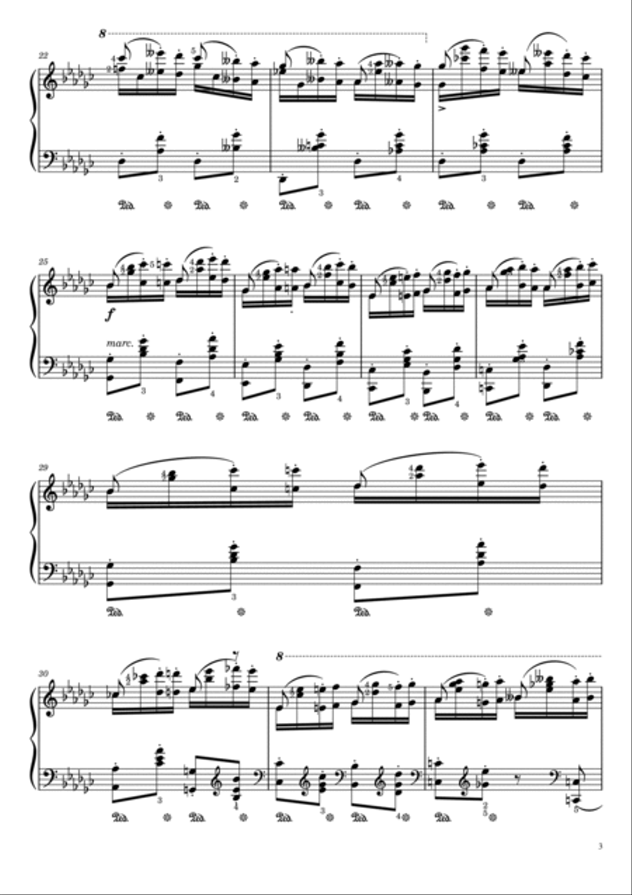 F. Chopin Etude Op.25 No.9 in G♭ major 'Butterfly' (With Finger Number),Original Edition,Piano Solo Piano Method scores gallery preview page 3