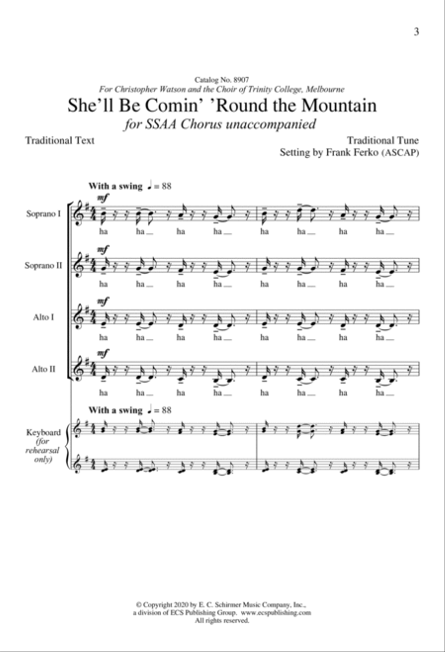 She'll Be Comin' 'Round the Mountain SSAA scores gallery preview page 2