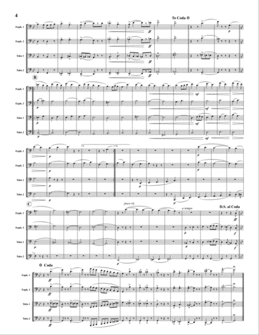 Four Pieces for Tuba Quartet EETT scores gallery preview page 4