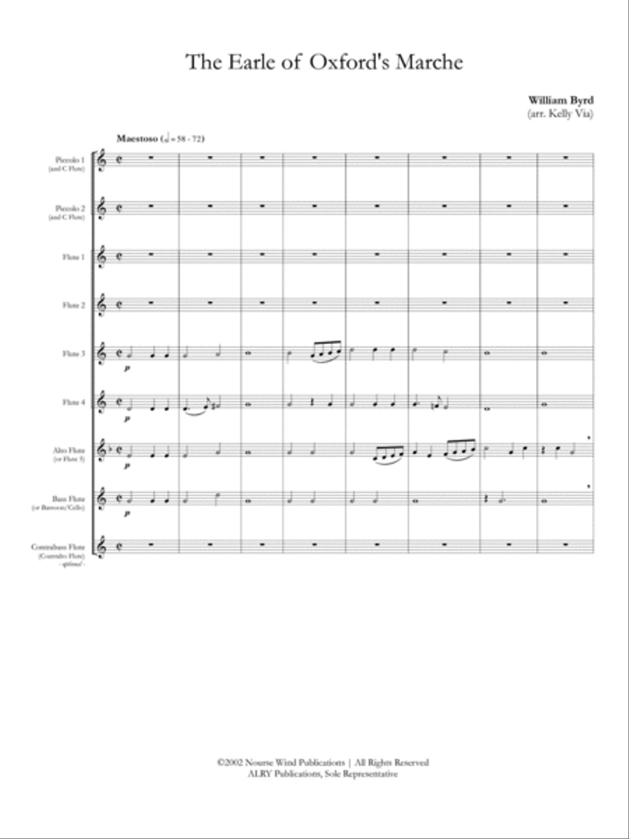 The Earle of Oxford's Marche for Flute Choir Flute Choir scores gallery preview page 2