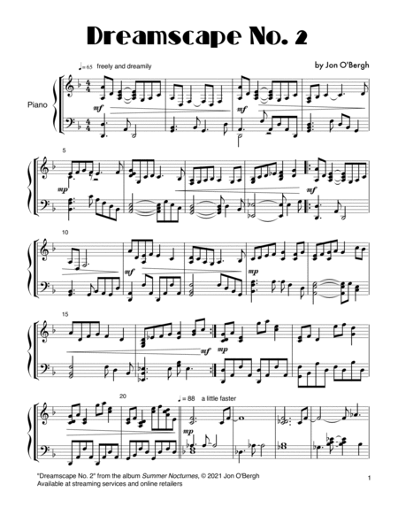 Dreamscape No. 2 - Easy Solo Piano image number null