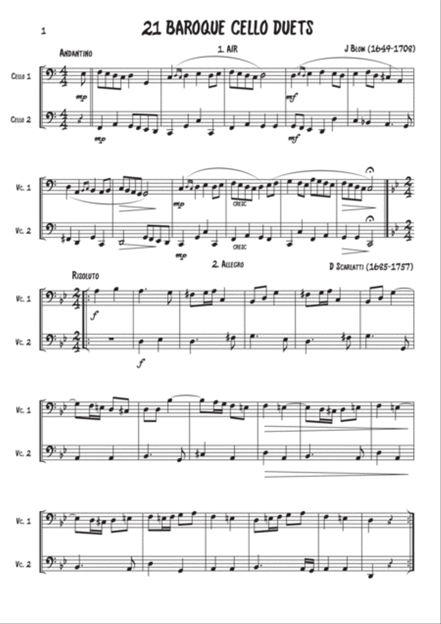 21 Baroque duets for 2 Cello's 21 Baroque duets for 2 Cello's String Duet scores gallery preview page 4