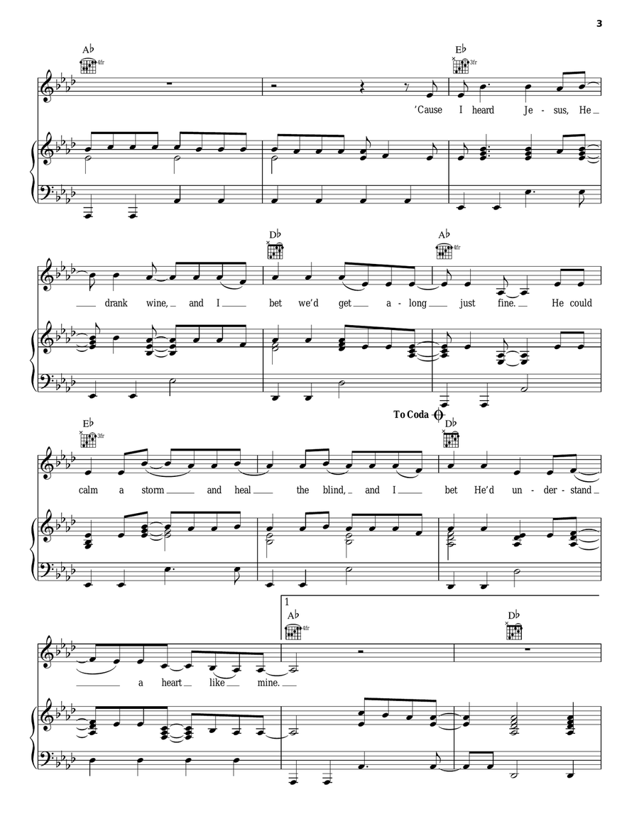 Heart Like Mine Piano, Vocal, Guitar scores gallery preview page 3