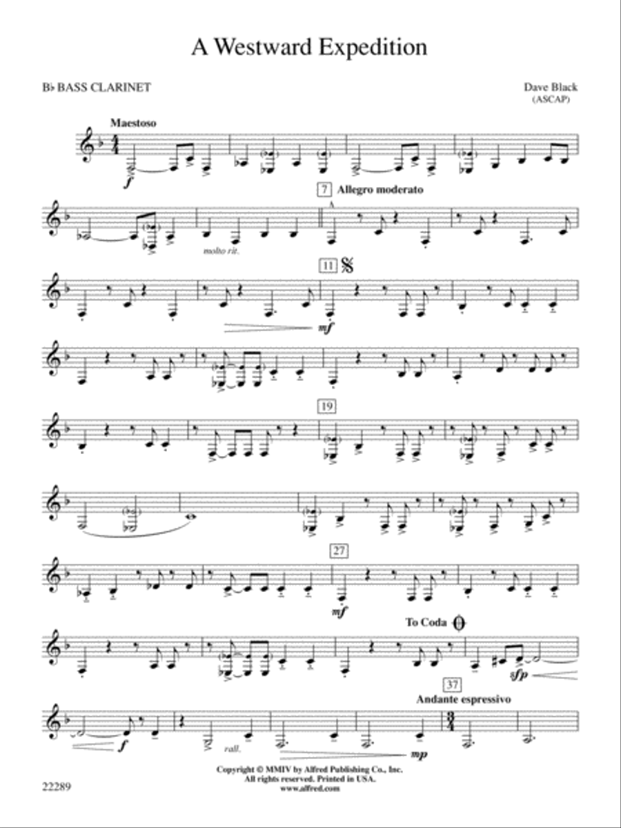 A Westward Expedition: B-flat Bass Clarinet Concert Band scores gallery preview page 1