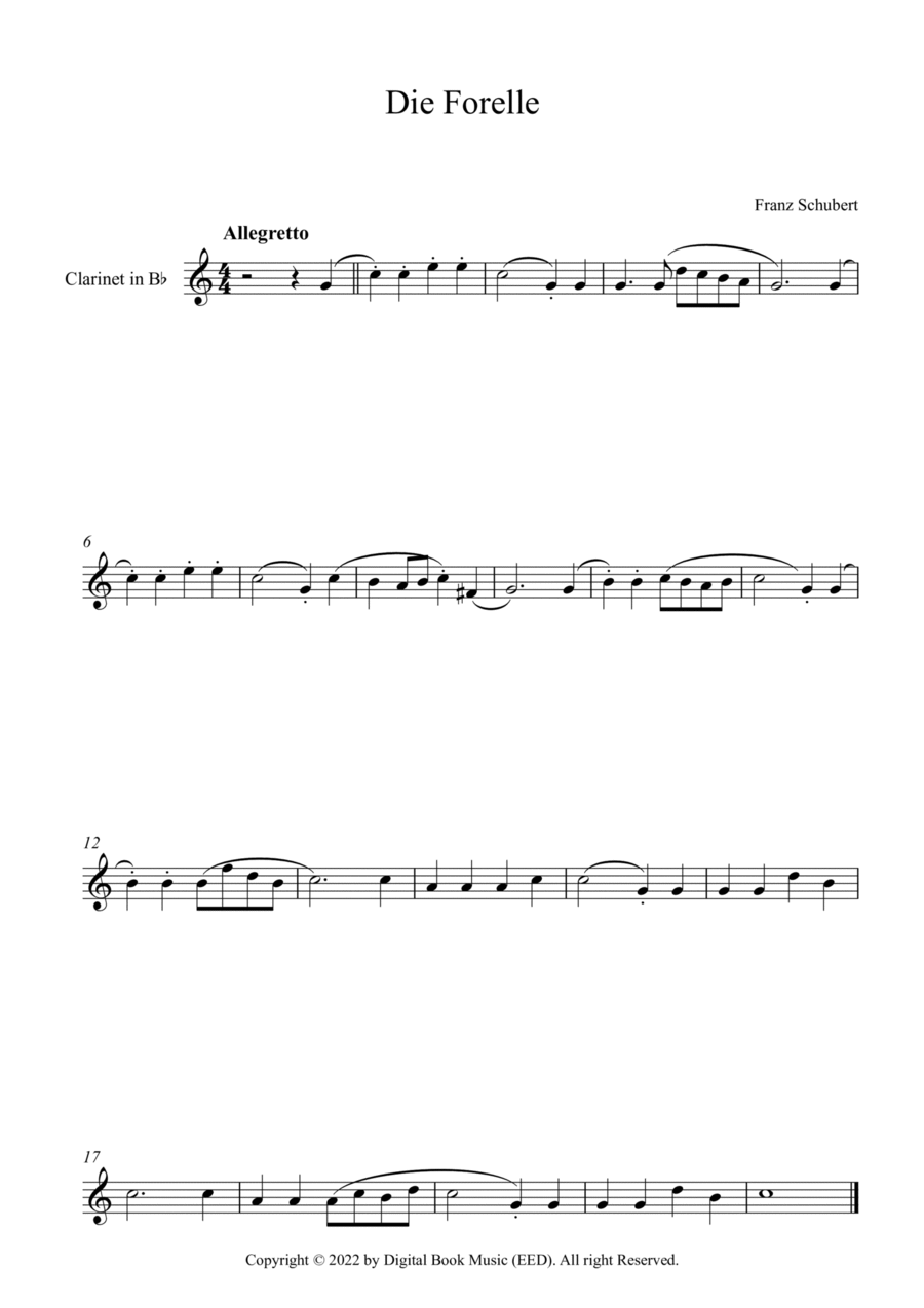 Die Forelle - Franz Schubert (Clarinet) B-Flat Clarinet scores gallery preview page 1