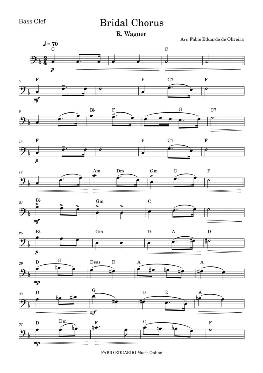 Bridal Chorus (Wagner) Trombone Solo scores gallery preview page 1