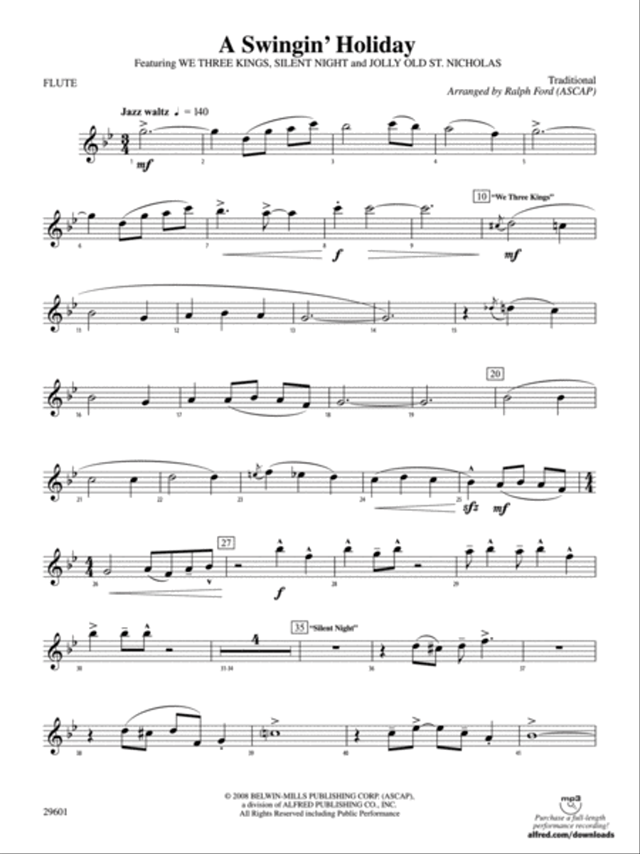 A Swingin' Holiday: Flute Concert Band scores gallery preview page 1