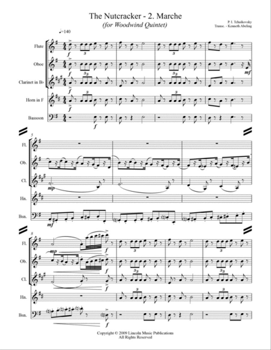 The Nutcracker Suite - 2. Marche (for Woodwind Quintet) Woodwind Quintet scores gallery preview page 2