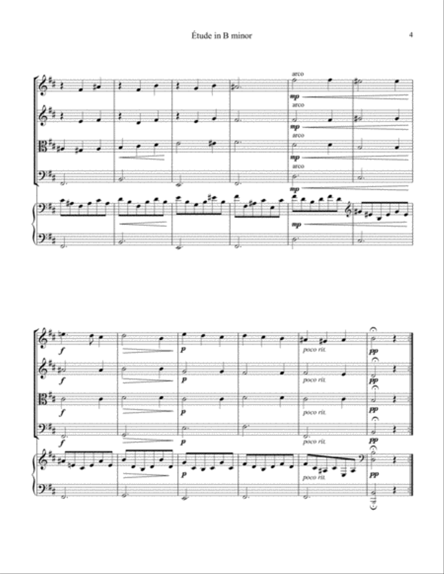 Étude (study) in B Minor Op. 35 No. 22 for piano and string quartet Piano Quartet scores gallery preview page 5