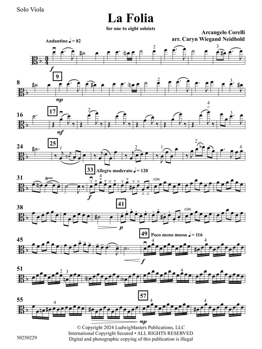 La Folia (arr. Caryn Wiegand Neidhold) - Solo Viola String Orchestra scores gallery preview page 1