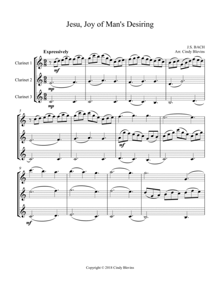 Jesu, Joy of Man's Desiring, for Clarinet Trio image number null