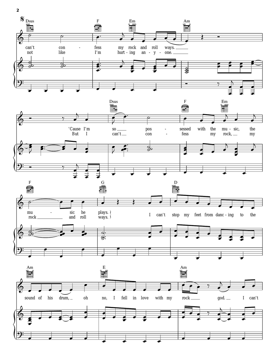 Rock God Piano, Vocal, Guitar scores gallery preview page 2