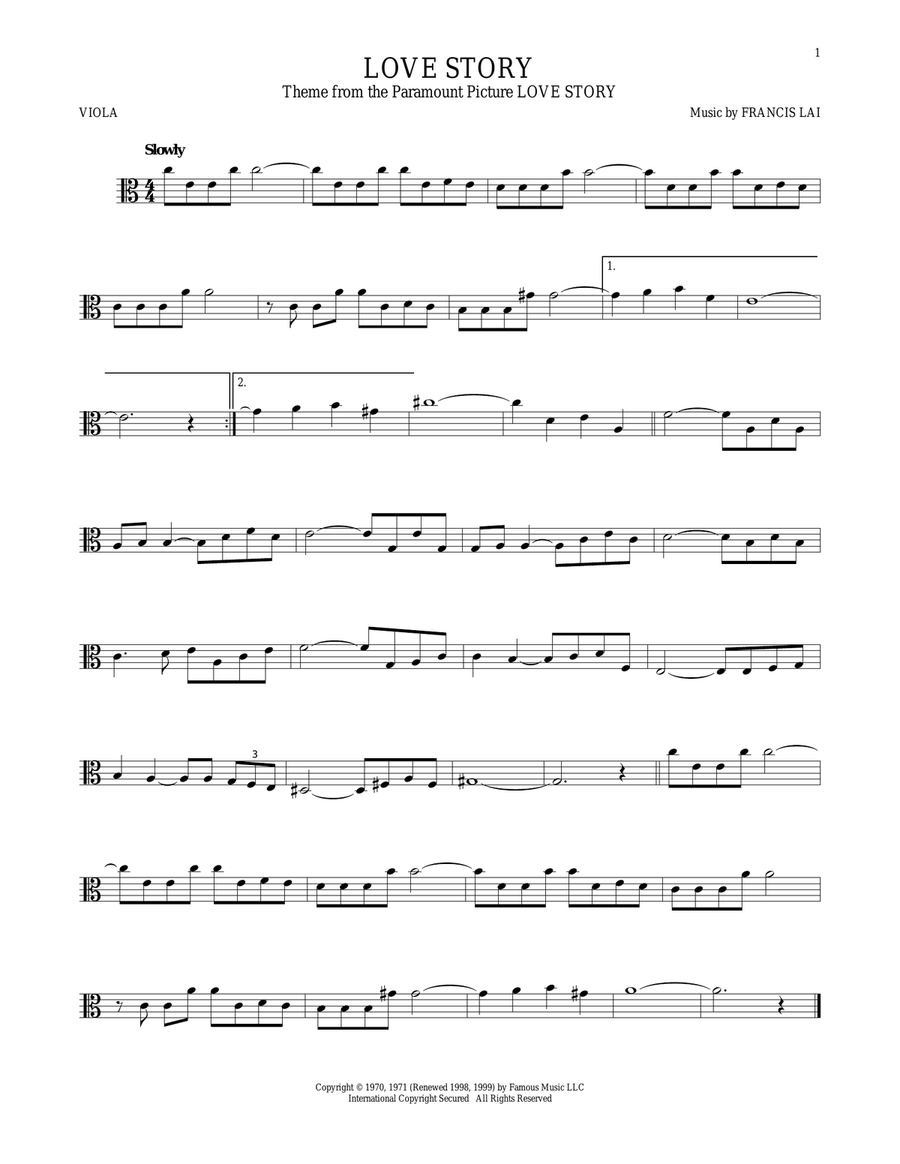 Love Story Love Story Viola Solo scores gallery preview page 1