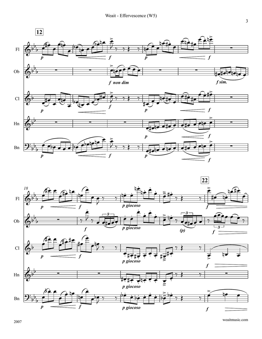 Effervescence for woodwind quintet (2’59) Woodwind Quintet scores gallery preview page 3