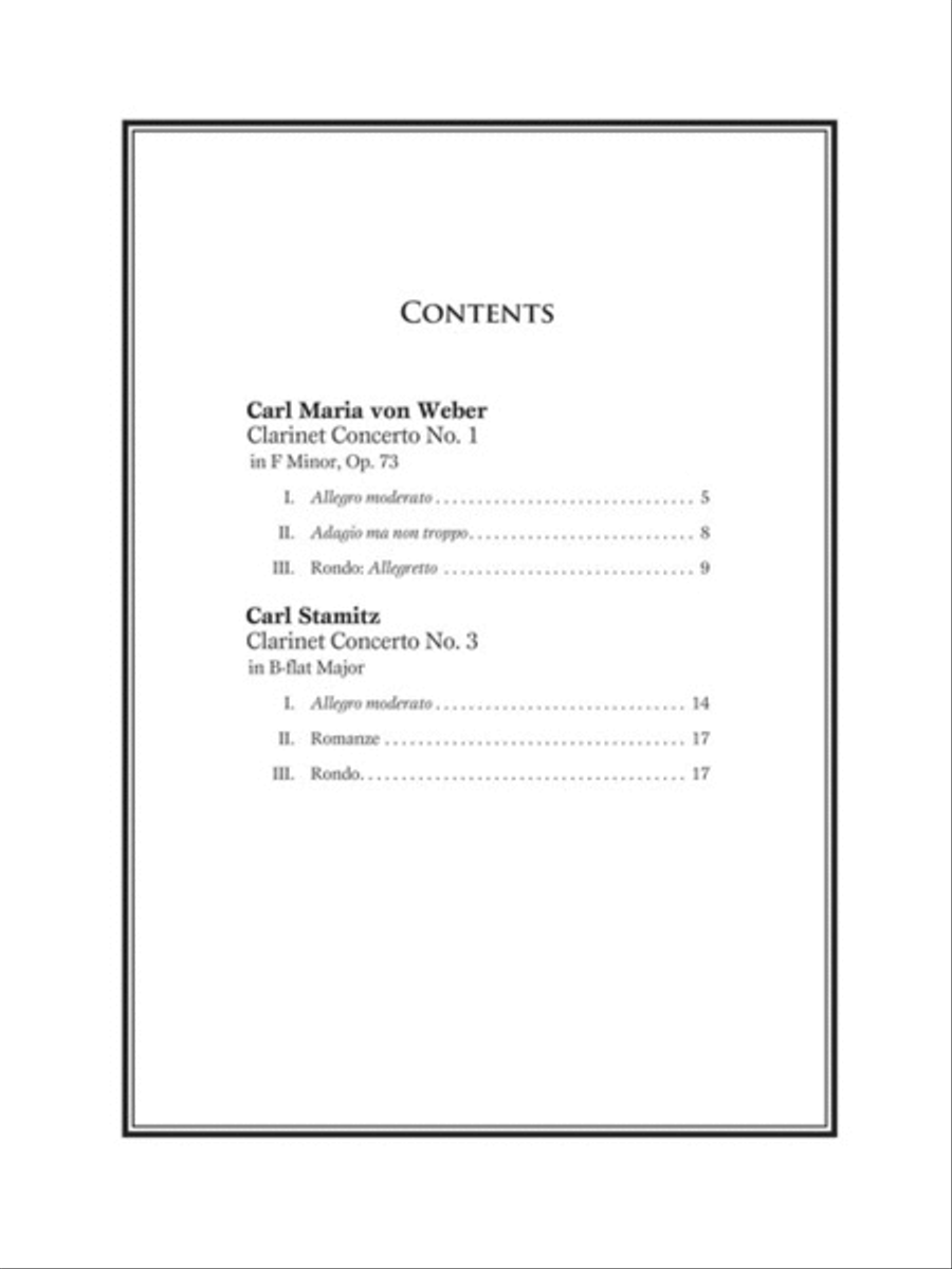 Weber: Concerto No. 1 in F Minor Op. 73 & Stamitz: Concerto No. 3 in B Flat for Clarinet Clarinet Solo scores gallery preview page 2