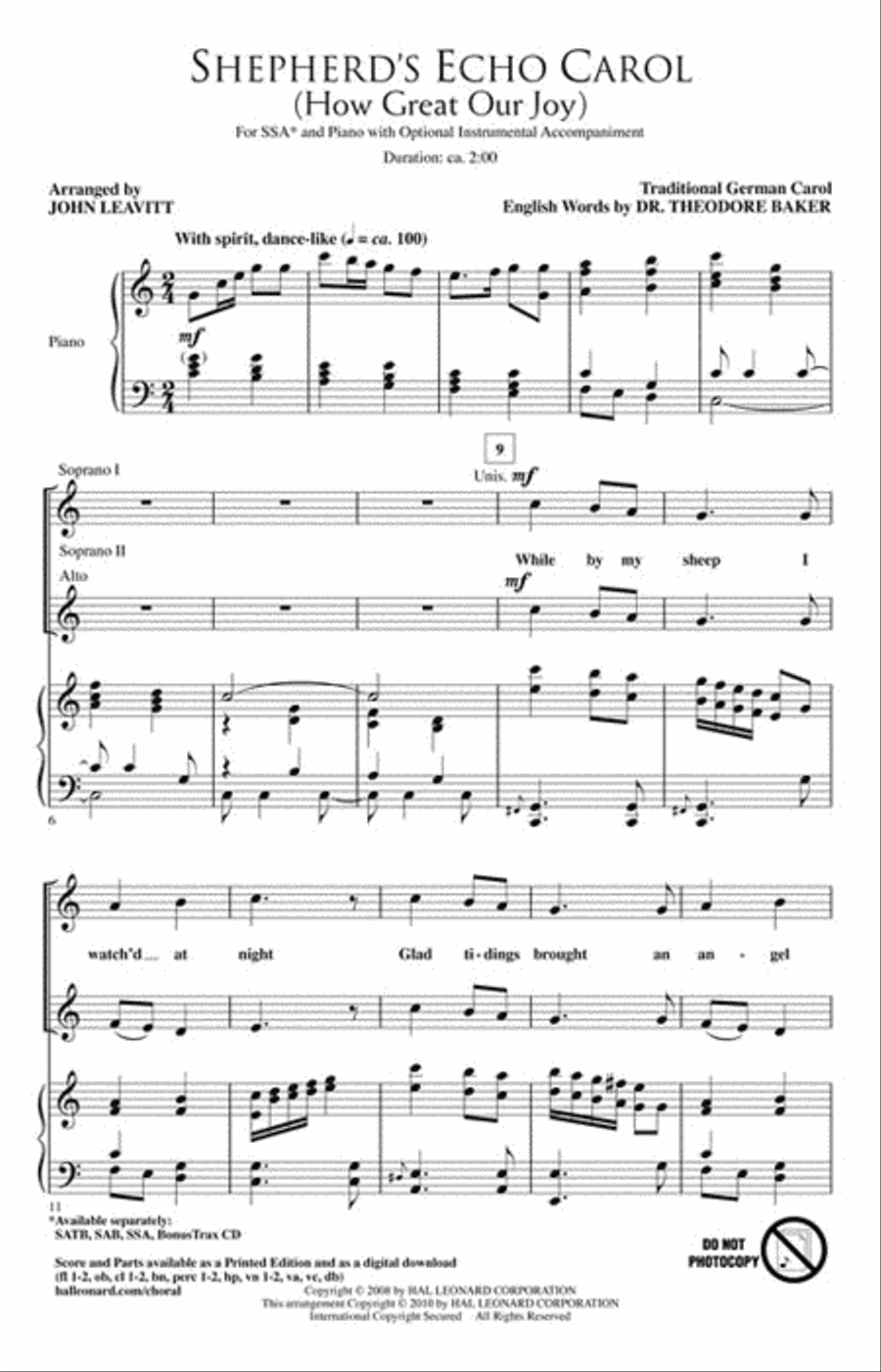 Shepherd's Echo Carol SSA scores gallery preview page 2
