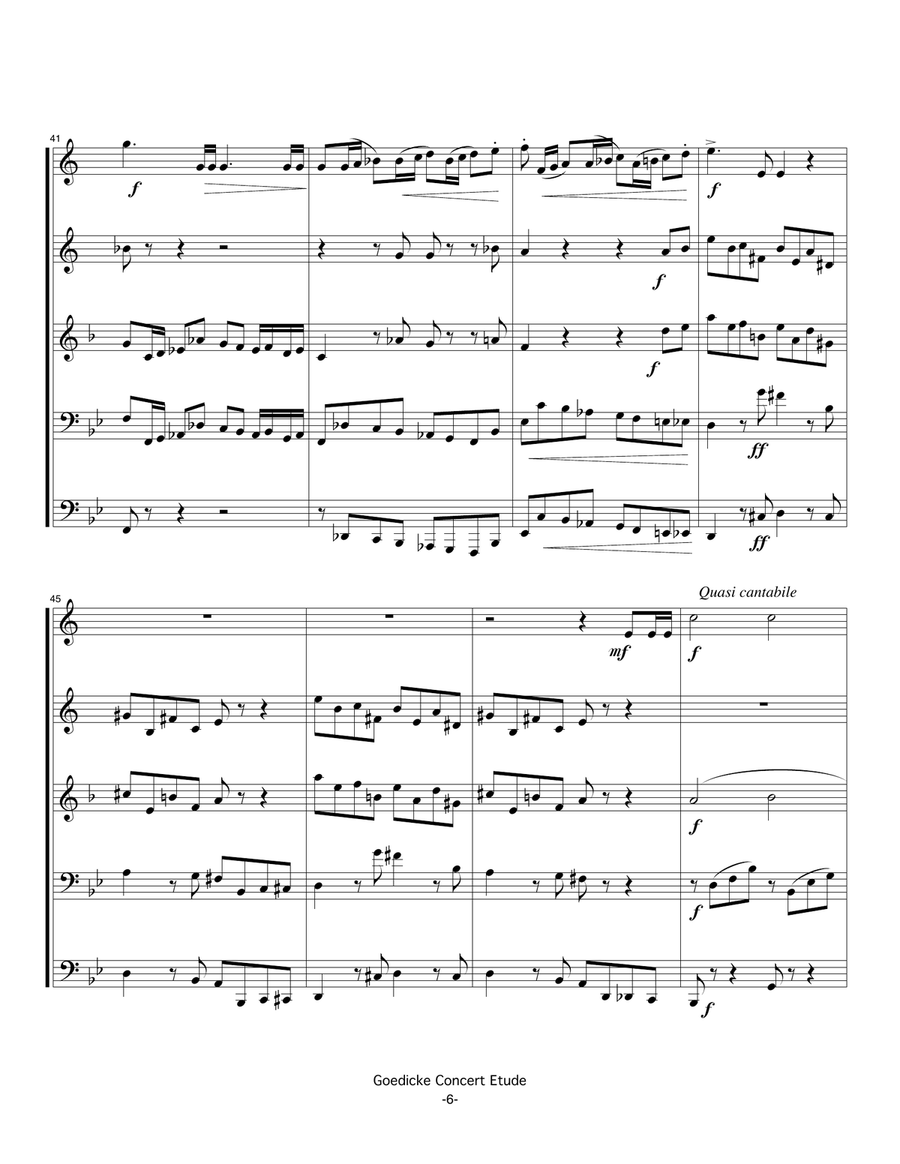 Concert Etude op. 49 for Solo Trumpet in Brass Quintet Brass Quintet scores gallery preview page 6