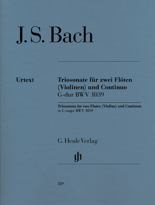 Book cover for Trio Sonata for two Flutes and Basso Continuo in G major with reconstructed version for two Violins BWV 1039